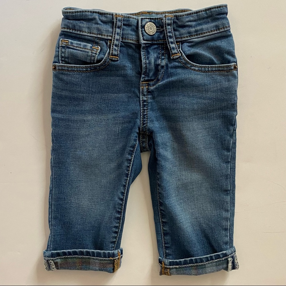 Gap Jeans size 12-18 Months plaid flannel cuffs Denim pants baby boys Gapkids
